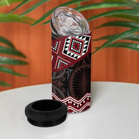 New Zealand Aotearoa 4 in 1 Can Cooler Tumbler Red Taniko Art Maori Pattern LT05 - Polynesian Pride