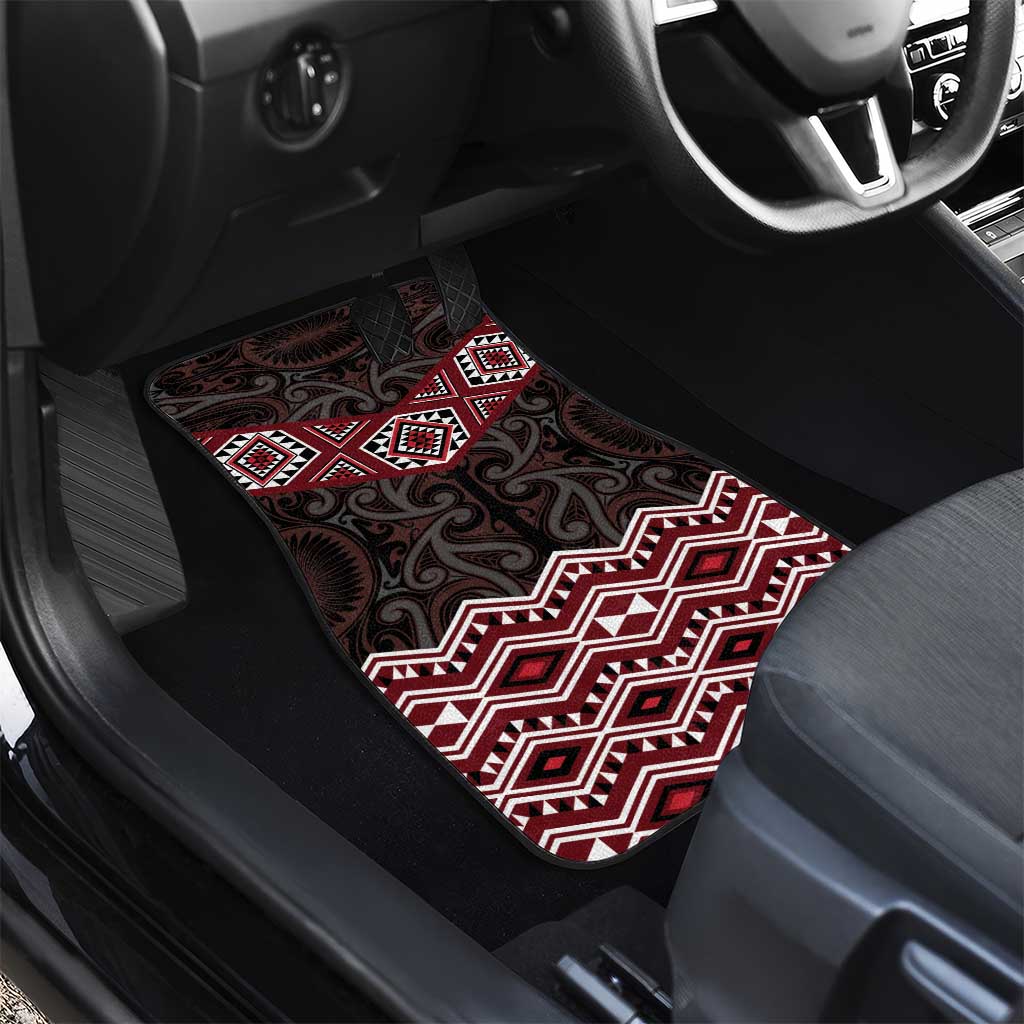 New Zealand Aotearoa Car Mats Red Taniko Art Maori Pattern LT05 - Polynesian Pride