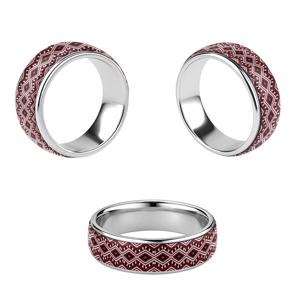 New Zealand Aotearoa Classic Ring Red Taniko Art Maori Pattern LT05 - Polynesian Pride