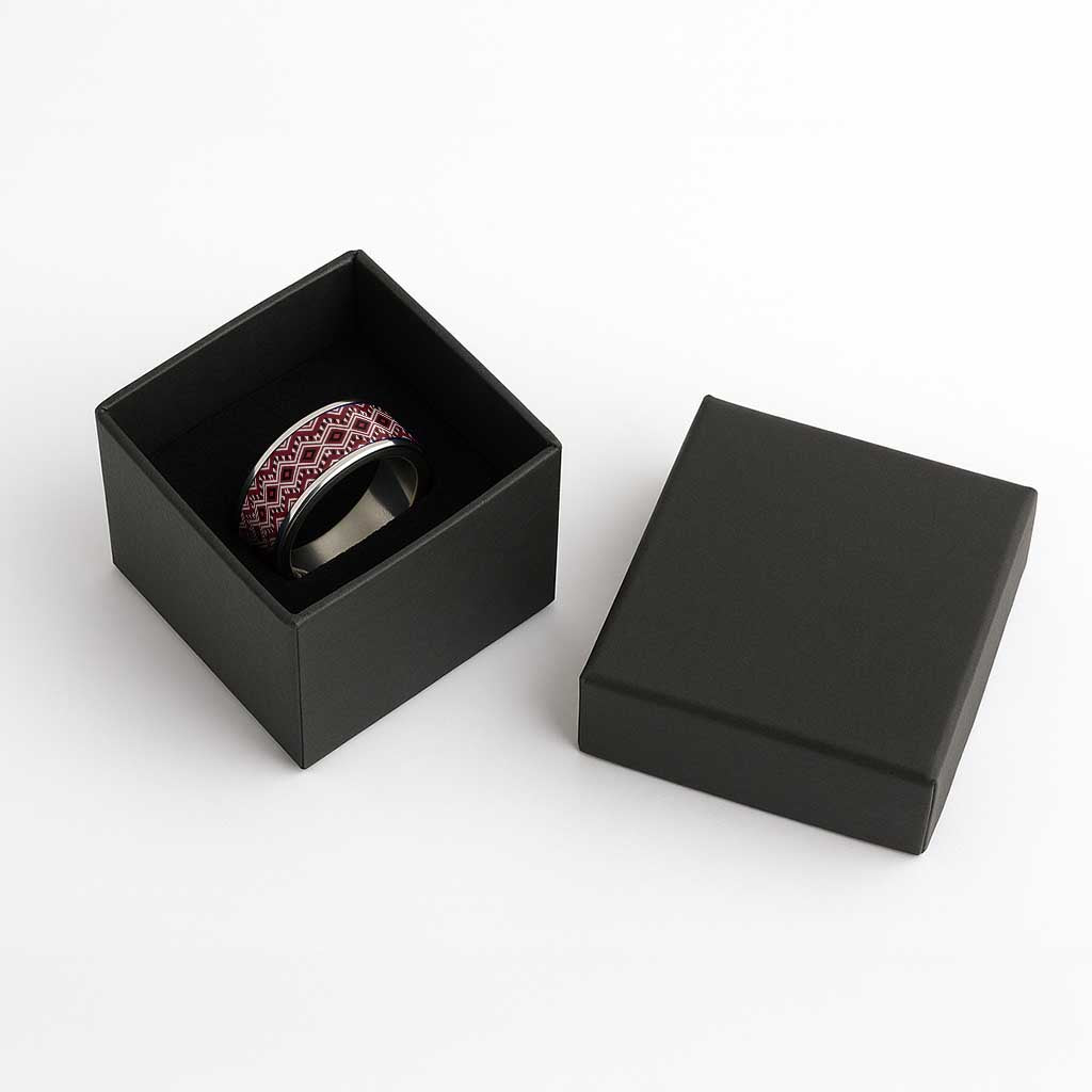 New Zealand Aotearoa Classic Ring Red Taniko Art Maori Pattern LT05 - Polynesian Pride