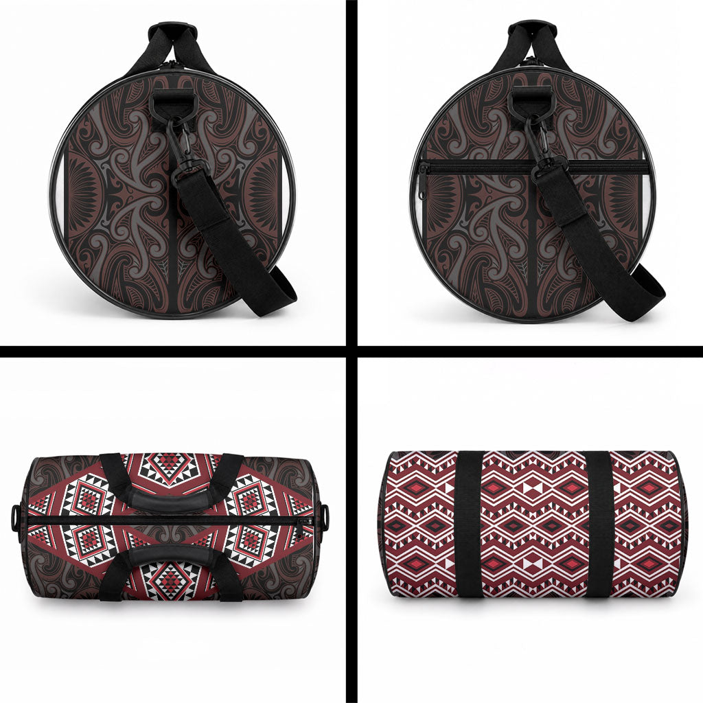 New Zealand Aotearoa Duffle Bag Red Taniko Art Maori Pattern LT05 - Polynesian Pride