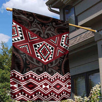 New Zealand Aotearoa Garden Flag Red Taniko Art Maori Pattern LT05 - Polynesian Pride