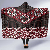 New Zealand Aotearoa Hooded Blanket Red Taniko Art Maori Pattern LT05 One Size Red - Polynesian Pride
