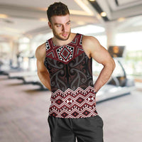 New Zealand Aotearoa Men Tank Top Red Taniko Art Maori Pattern LT05 Red - Polynesian Pride