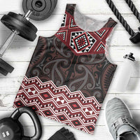 New Zealand Aotearoa Men Tank Top Red Taniko Art Maori Pattern LT05 - Polynesian Pride
