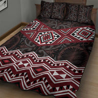 New Zealand Aotearoa Quilt Bed Set Red Taniko Art Maori Pattern