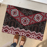New Zealand Aotearoa Rubber Doormat Red Taniko Art Maori Pattern LT05 - Polynesian Pride