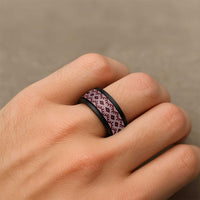 New Zealand Aotearoa Spinner Ring Red Taniko Art Maori Pattern LT05 - Polynesian Pride