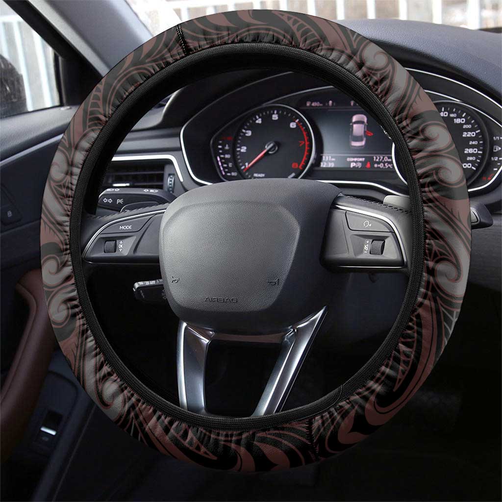 New Zealand Aotearoa Steering Wheel Cover Red Taniko Art Maori Pattern LT05 - Polynesian Pride
