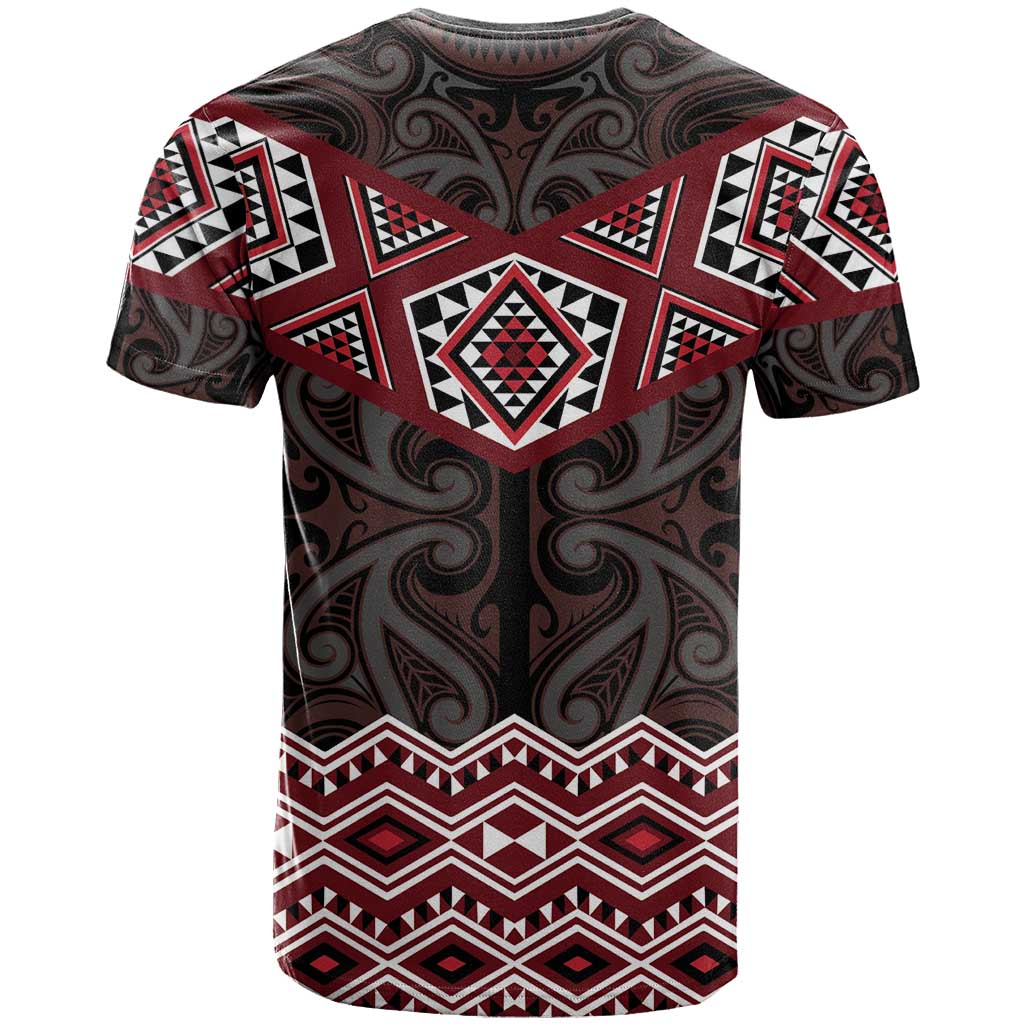 New Zealand Aotearoa T Shirt Red Taniko Art Maori Pattern