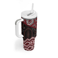 New Zealand Aotearoa Tumbler With Handle Red Taniko Art Maori Pattern LT05 - Polynesian Pride