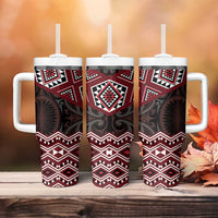 New Zealand Aotearoa Tumbler With Handle Red Taniko Art Maori Pattern LT05 - Polynesian Pride