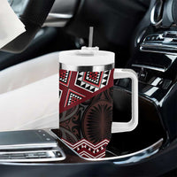 New Zealand Aotearoa Tumbler With Handle Red Taniko Art Maori Pattern LT05 - Polynesian Pride