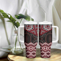 New Zealand Aotearoa Tumbler With Handle Red Taniko Art Maori Pattern LT05 - Polynesian Pride
