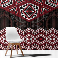 New Zealand Aotearoa Window Curtain Red Taniko Art Maori Pattern LT05 - Polynesian Pride