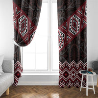 New Zealand Aotearoa Window Curtain Red Taniko Art Maori Pattern LT05 - Polynesian Pride