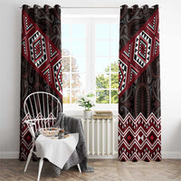 New Zealand Aotearoa Window Curtain Red Taniko Art Maori Pattern LT05 - Polynesian Pride