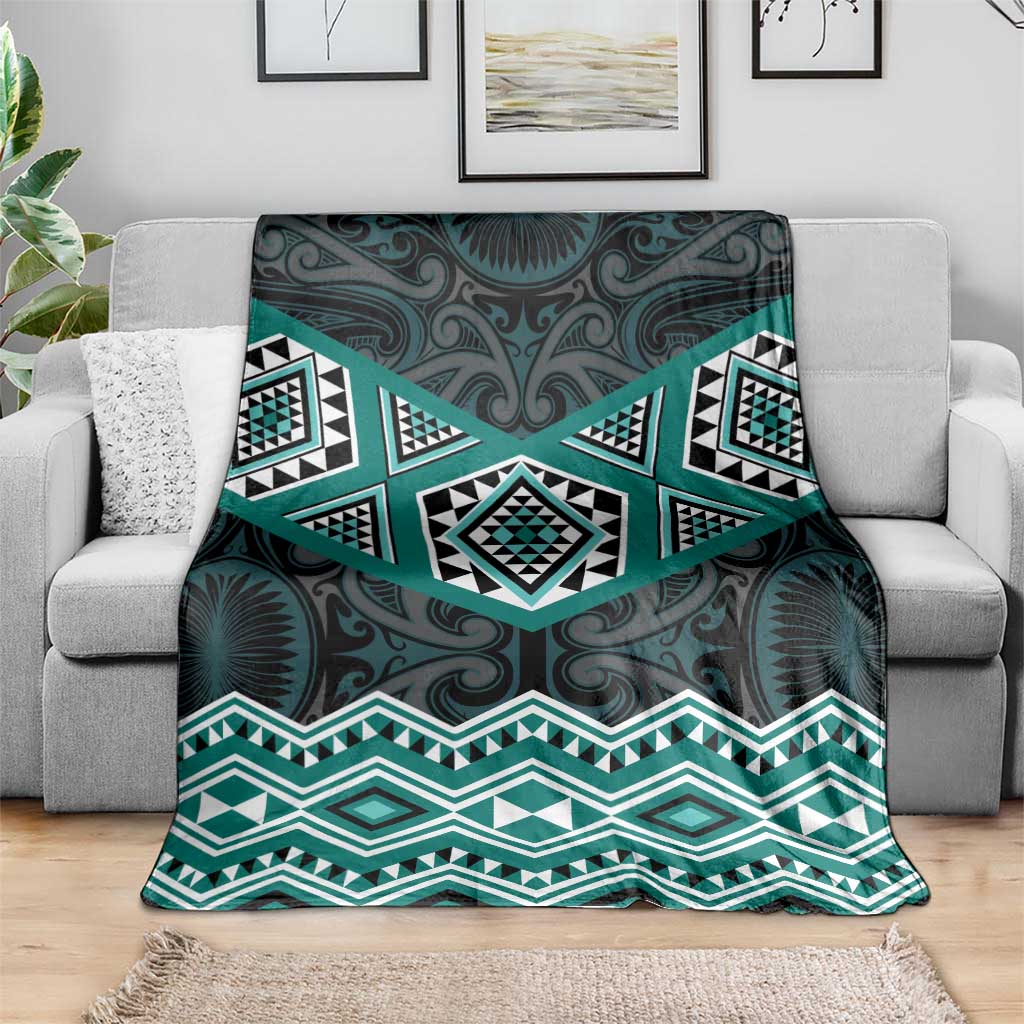 New Zealand Aotearoa Blanket Turquoise Taniko Art Maori Pattern LT05 - Polynesian Pride
