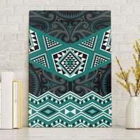 New Zealand Aotearoa Canvas Wall Art Turquoise Taniko Art Maori Pattern LT05 Without Frame Turquoise - Polynesian Pride