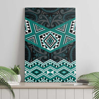 New Zealand Aotearoa Canvas Wall Art Turquoise Taniko Art Maori Pattern LT05 - Polynesian Pride