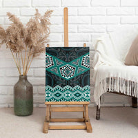 New Zealand Aotearoa Canvas Wall Art Turquoise Taniko Art Maori Pattern LT05 - Polynesian Pride