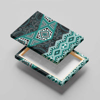 New Zealand Aotearoa Canvas Wall Art Turquoise Taniko Art Maori Pattern LT05 - Polynesian Pride