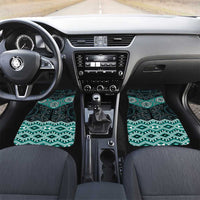 New Zealand Aotearoa Car Mats Turquoise Taniko Art Maori Pattern LT05 Set 2pcs - Front Turquoise - Polynesian Pride