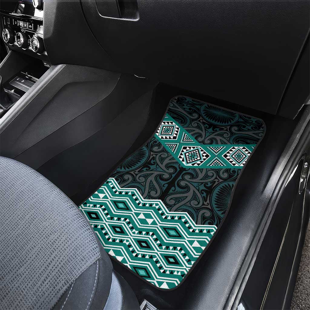 New Zealand Aotearoa Car Mats Turquoise Taniko Art Maori Pattern LT05 - Polynesian Pride