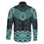 New Zealand Aotearoa Family Matching Long Sleeve Bodycon Dress and Hawaiian Shirt Turquoise Taniko Art Maori Pattern