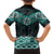 New Zealand Aotearoa Family Matching Off Shoulder Short Dress and Hawaiian Shirt Turquoise Taniko Art Maori Pattern