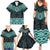 New Zealand Aotearoa Family Matching Summer Maxi Dress and Hawaiian Shirt Turquoise Taniko Art Maori Pattern