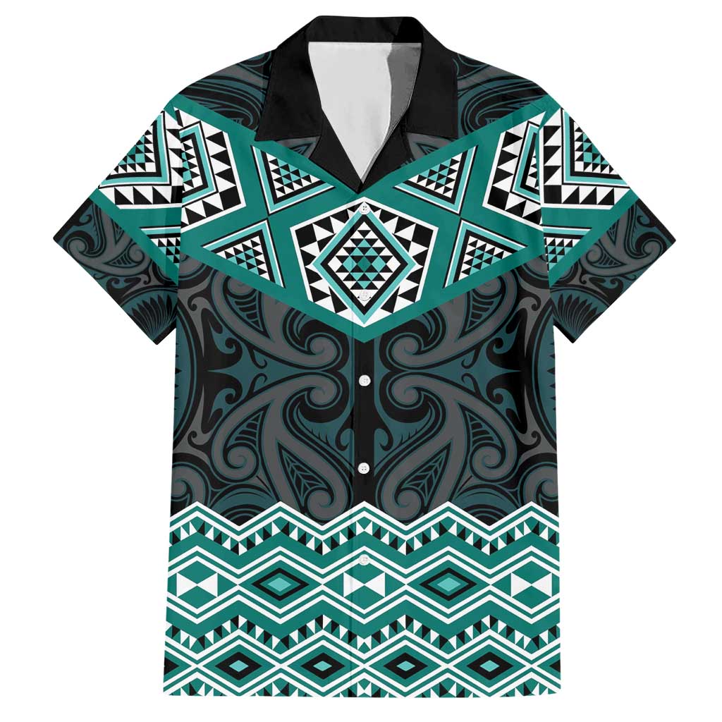 New Zealand Aotearoa Hawaiian Shirt Turquoise Taniko Art Maori Pattern LT05 Turquoise - Polynesian Pride