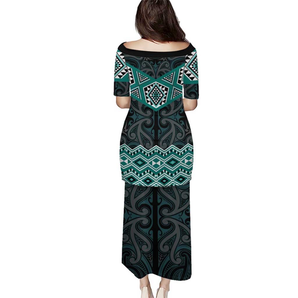 New Zealand Aotearoa Puletasi Turquoise Taniko Art Maori Pattern LT05 - Polynesian Pride