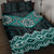 New Zealand Aotearoa Quilt Bed Set Turquoise Taniko Art Maori Pattern