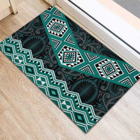 New Zealand Aotearoa Rubber Doormat Turquoise Taniko Art Maori Pattern LT05 - Polynesian Pride