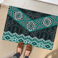 New Zealand Aotearoa Rubber Doormat Turquoise Taniko Art Maori Pattern LT05 - Polynesian Pride