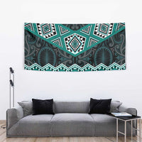 New Zealand Aotearoa Tapestry Turquoise Taniko Art Maori Pattern