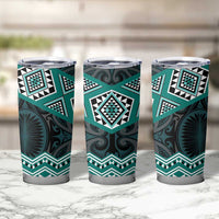 New Zealand Aotearoa Tumbler Cup Turquoise Taniko Art Maori Pattern LT05 - Polynesian Pride