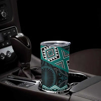 New Zealand Aotearoa Tumbler Cup Turquoise Taniko Art Maori Pattern LT05 - Polynesian Pride