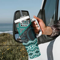 New Zealand Aotearoa Tumbler With Handle Turquoise Taniko Art Maori Pattern LT05 - Polynesian Pride