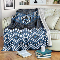 New Zealand Aotearoa Blanket Blue Taniko Art Maori Pattern LT05 Blue - Polynesian Pride