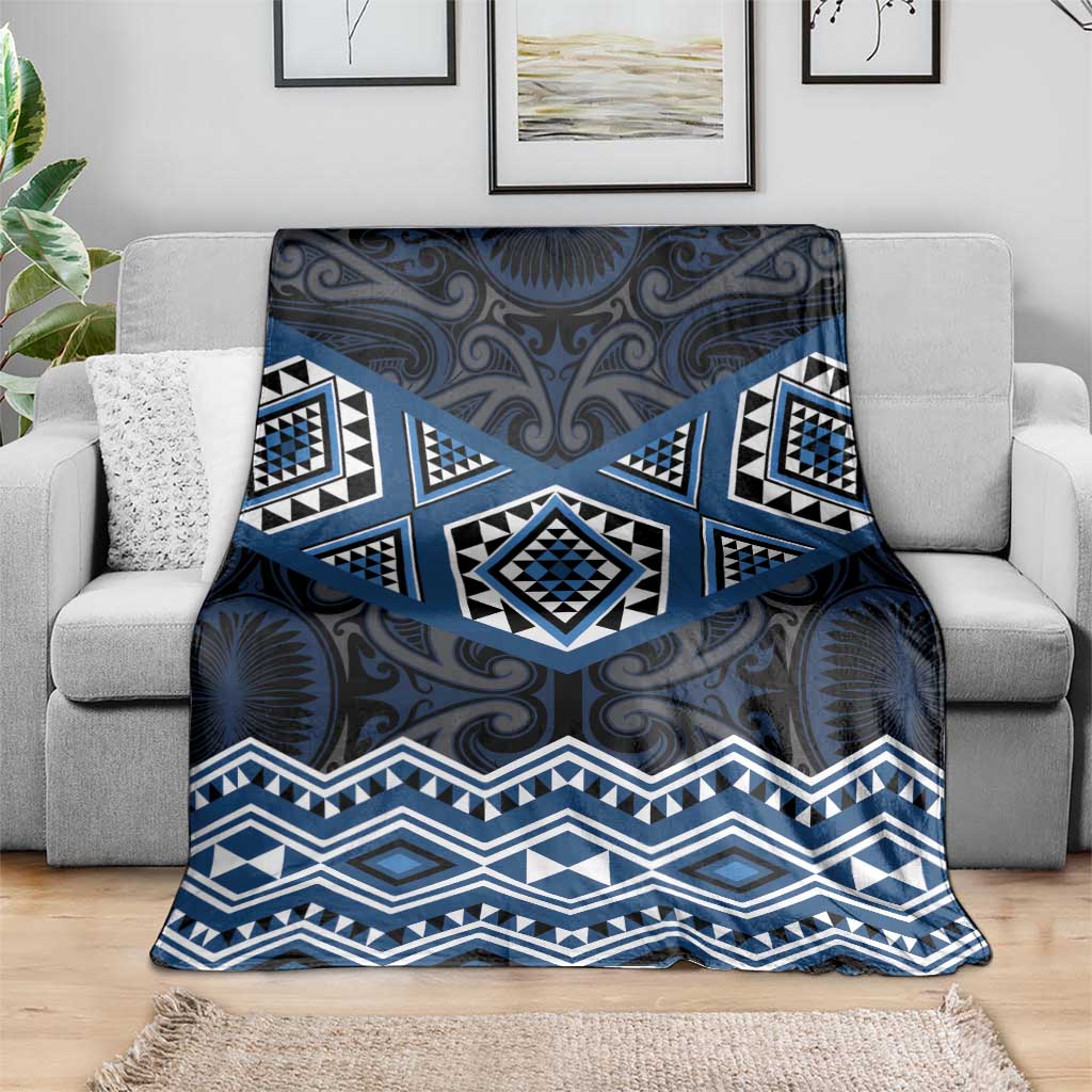 New Zealand Aotearoa Blanket Blue Taniko Art Maori Pattern LT05 - Polynesian Pride