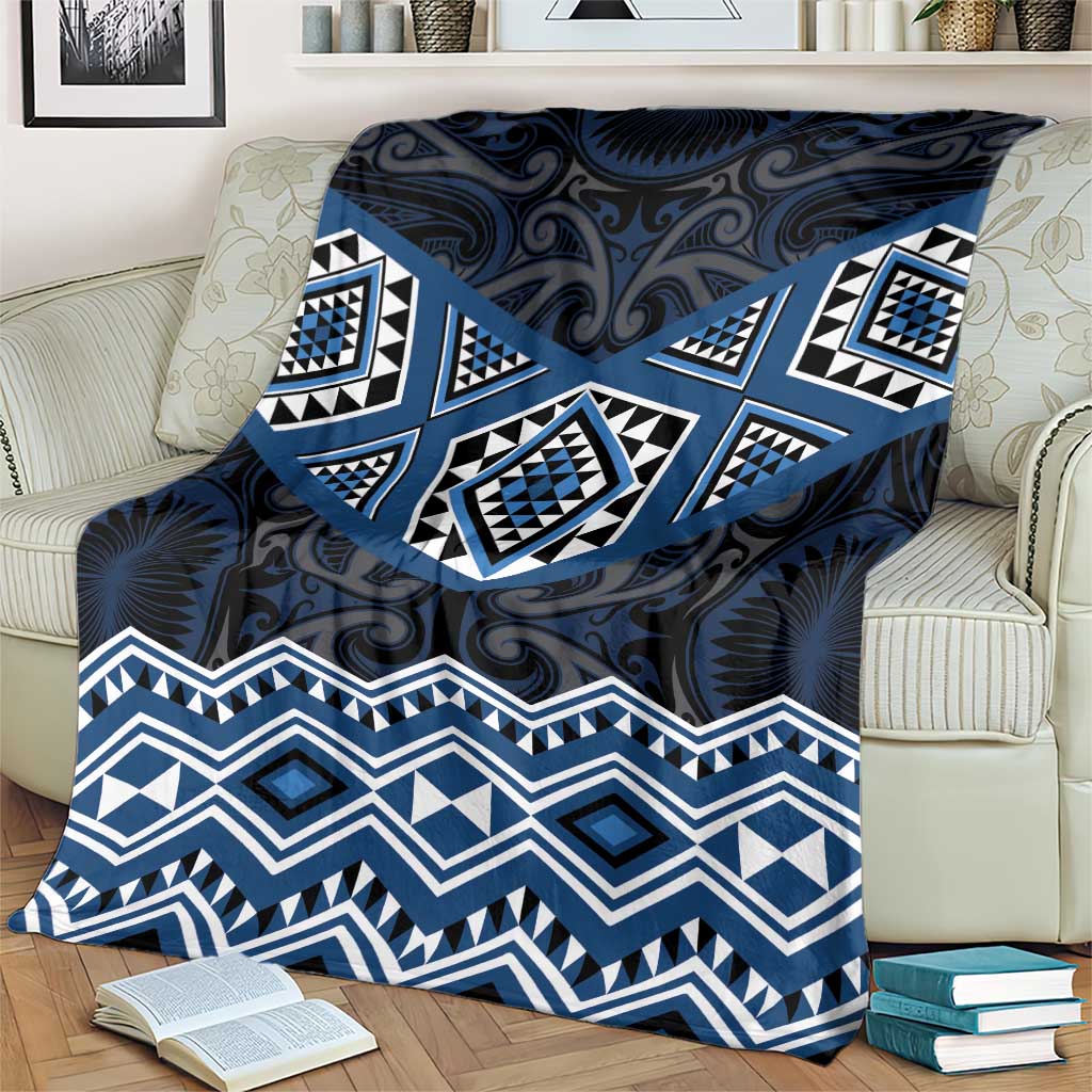 New Zealand Aotearoa Blanket Blue Taniko Art Maori Pattern LT05 - Polynesian Pride