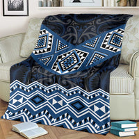 New Zealand Aotearoa Blanket Blue Taniko Art Maori Pattern LT05 - Polynesian Pride