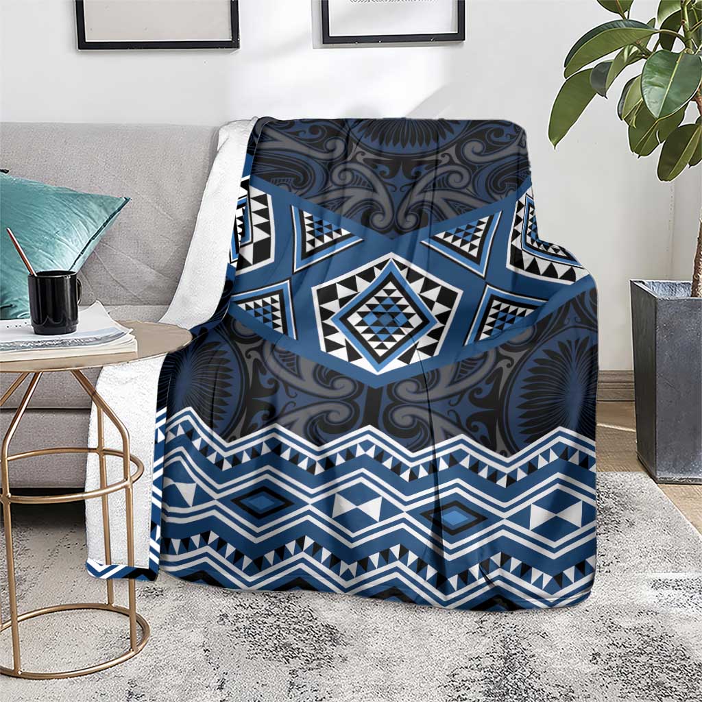 New Zealand Aotearoa Blanket Blue Taniko Art Maori Pattern LT05 - Polynesian Pride