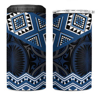 New Zealand Aotearoa 4 in 1 Can Cooler Tumbler Blue Taniko Art Maori Pattern LT05 One Size: 16 oz Blue - Polynesian Pride