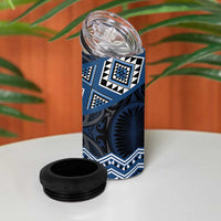 New Zealand Aotearoa 4 in 1 Can Cooler Tumbler Blue Taniko Art Maori Pattern LT05 - Polynesian Pride