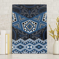 New Zealand Aotearoa Canvas Wall Art Blue Taniko Art Maori Pattern LT05 Without Frame Blue - Polynesian Pride