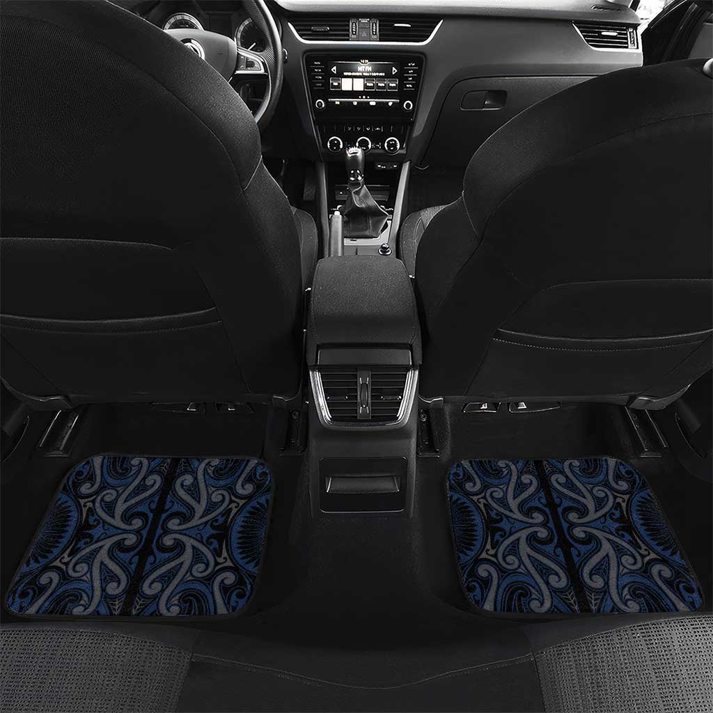 New Zealand Aotearoa Car Mats Blue Taniko Art Maori Pattern LT05 Set 2pcs - Back Blue - Polynesian Pride
