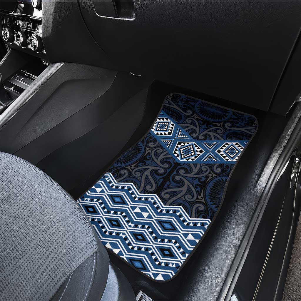 New Zealand Aotearoa Car Mats Blue Taniko Art Maori Pattern LT05 - Polynesian Pride